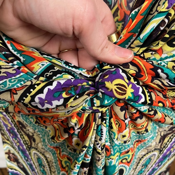 Boston Proper Printed Vibrant V-Neck Leg Slit Twist Front Maxi Dress- Size 4 - Picture 8 of 8